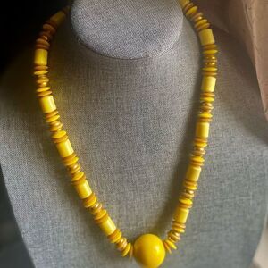Vintage Hong Kong Yellow Bead Necklace